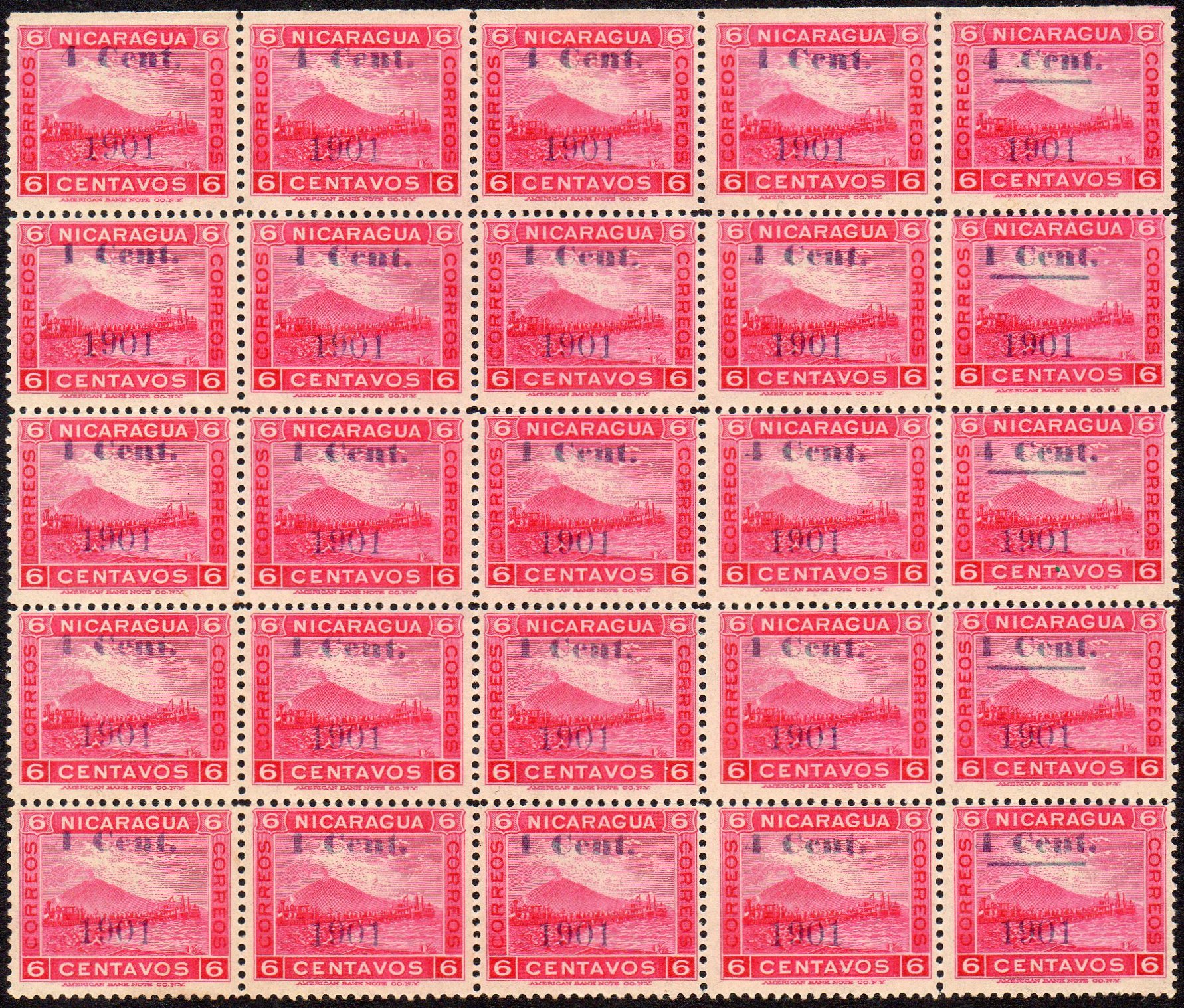 timbres-poste sellos postales stamps Nicaragua Momotombo Volcano & Train 1900